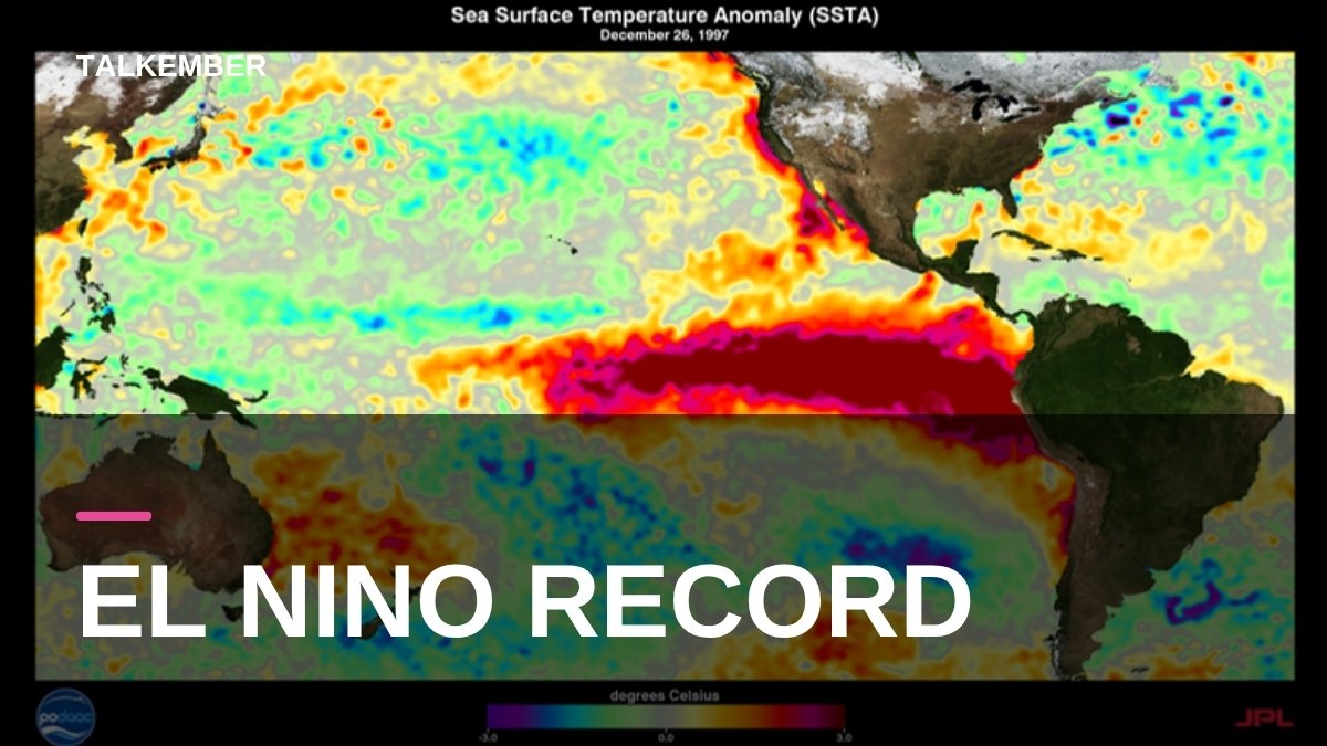 NASA map of Pacific sea surface temperature anomalies during the 1997 El Niño (file image, 1997)